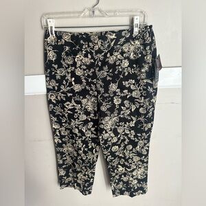 Rafaella Black and Cream Floral Pants